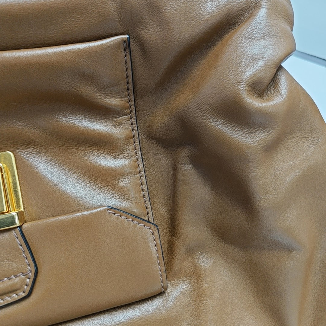 Calfskin Shoulder Bag Brown