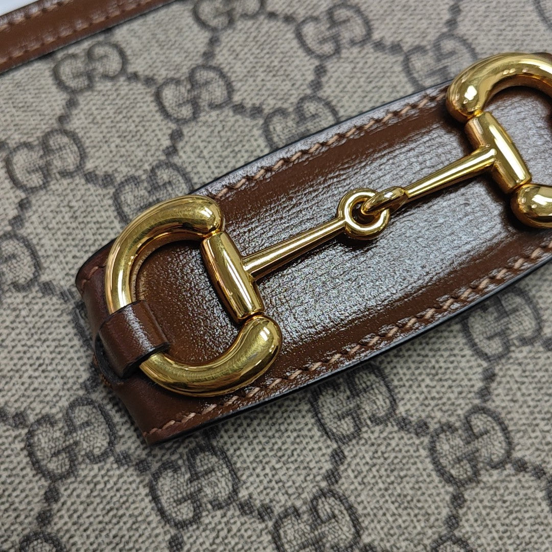 Horsebit 1955 Medium Monogram Coated Canvas Beige