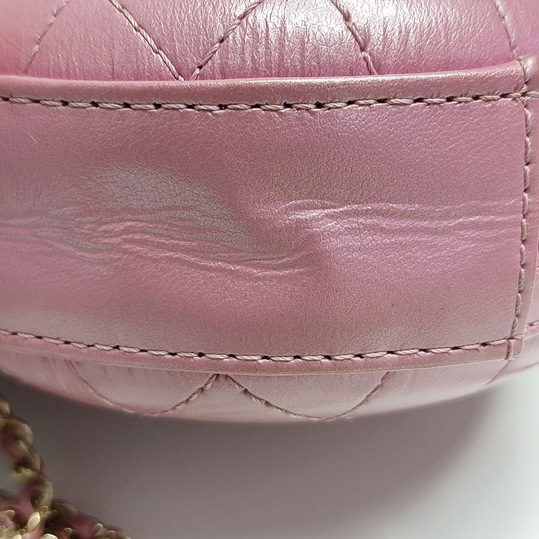 ROUND Quilted Lambskin Pink