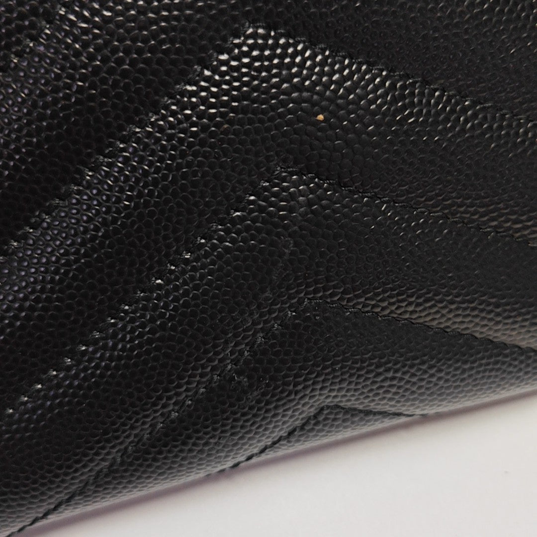 MONOGRAM Chevron Calfskin Black Card Holder