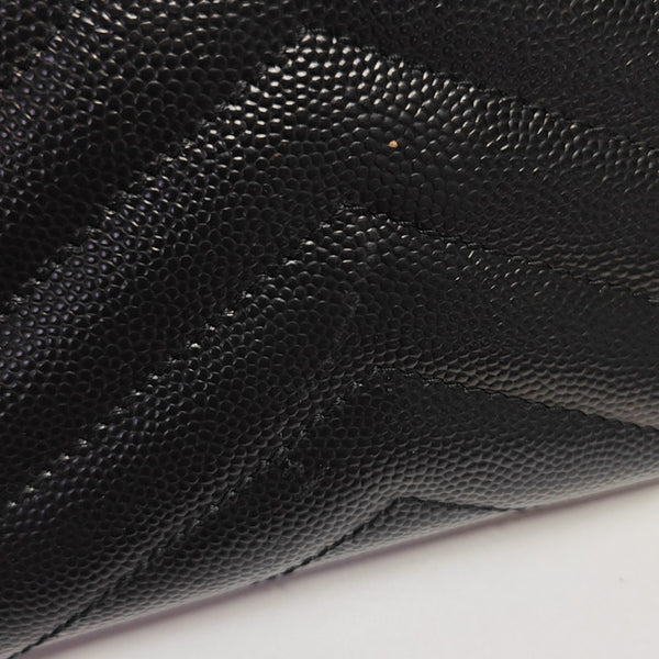 MONOGRAM Chevron Calfskin Black Card Holder