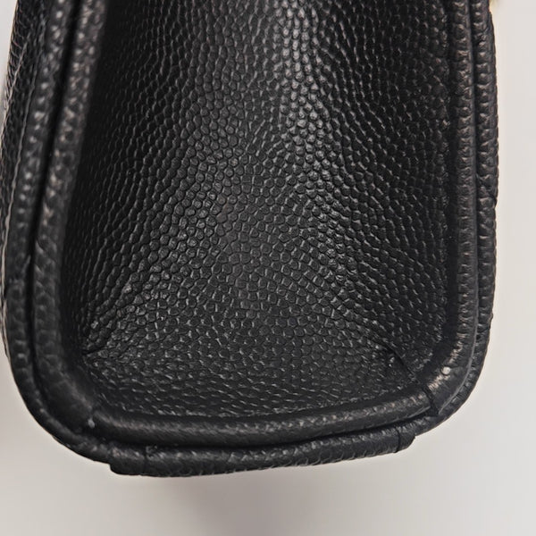 Quilted Grained Calfskin Shoulder Bag Black