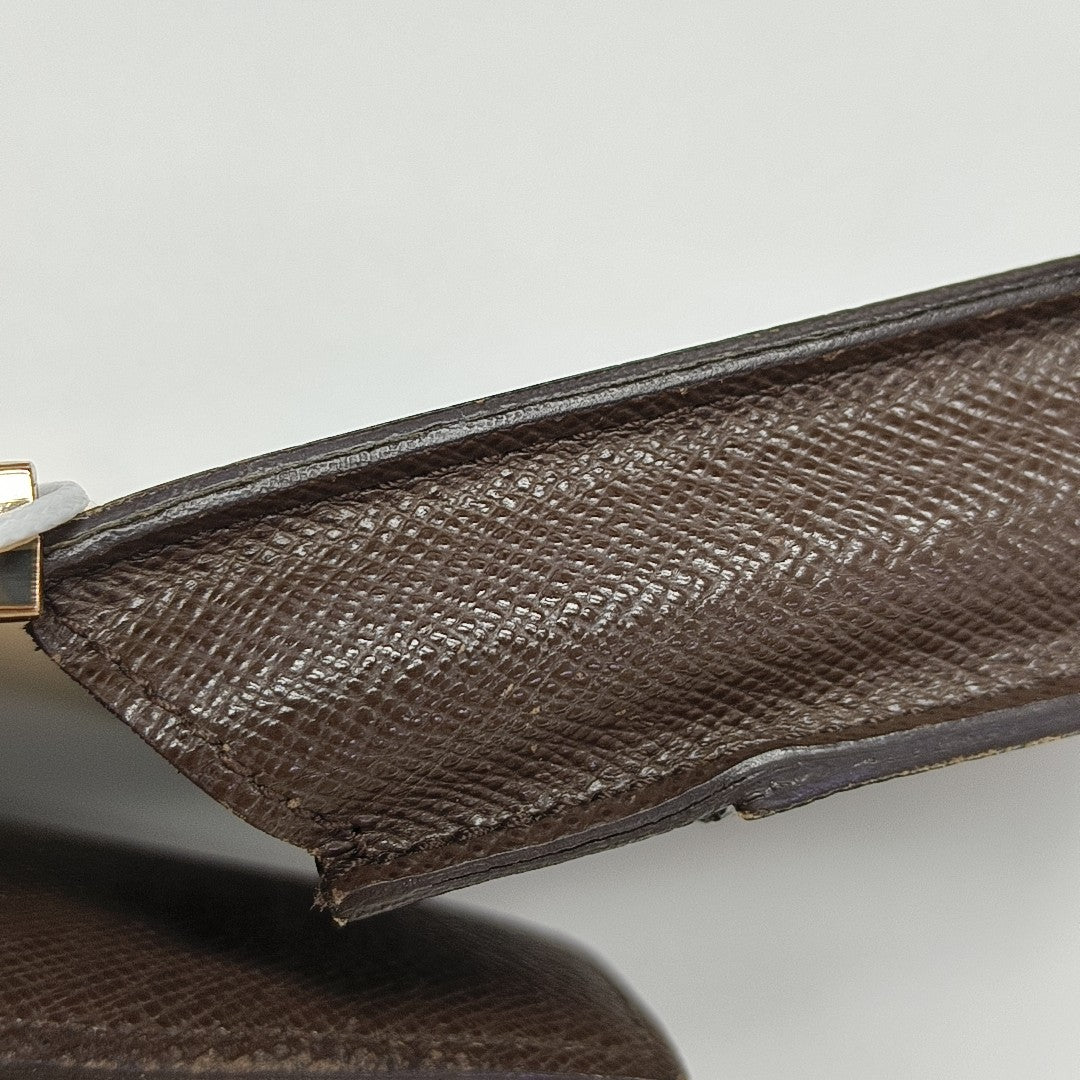 Damier Ebene Coated Canvas Clutch Brown