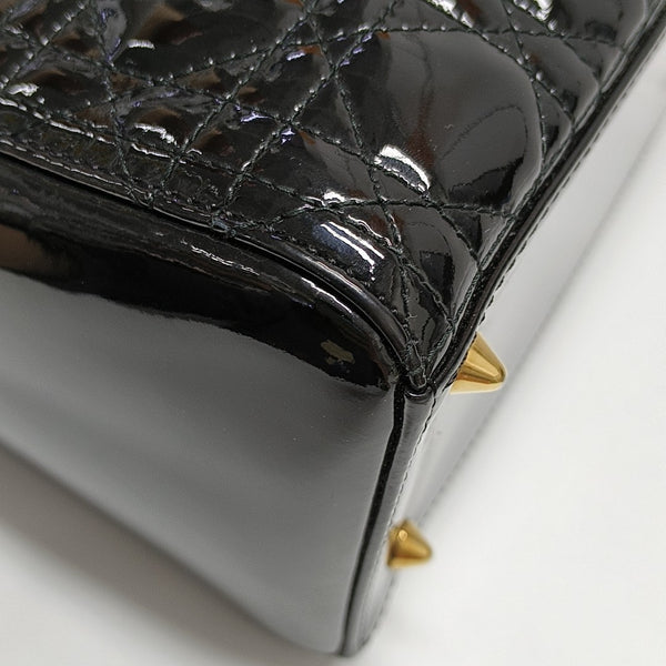 Lady Dior Medium Cannage Patent Leather Black