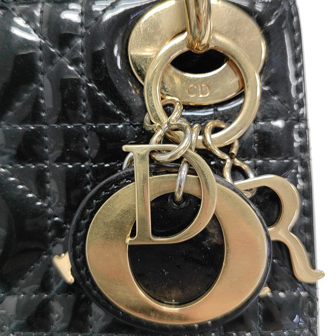 Lady Dior Mini Cannage Patent Leather Black