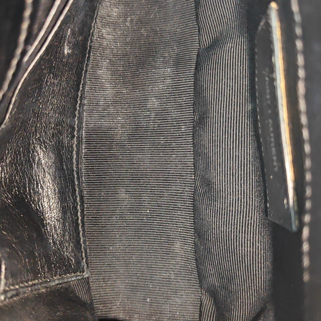 Chevron Calfskin Shoulder Bag Black