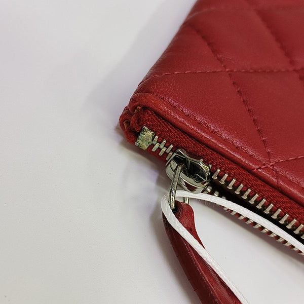 Quilted Lambskin Clutch Red
