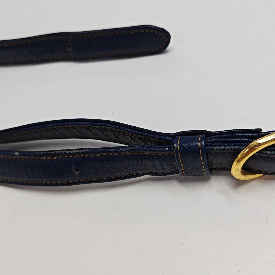 Leather Shoulder Bag Blue