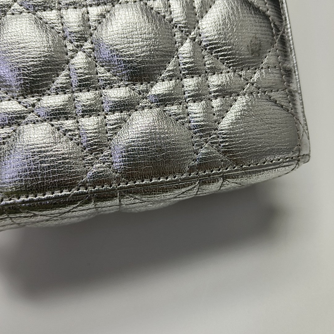 Lady Dior Small Cannage Calfskin Silver