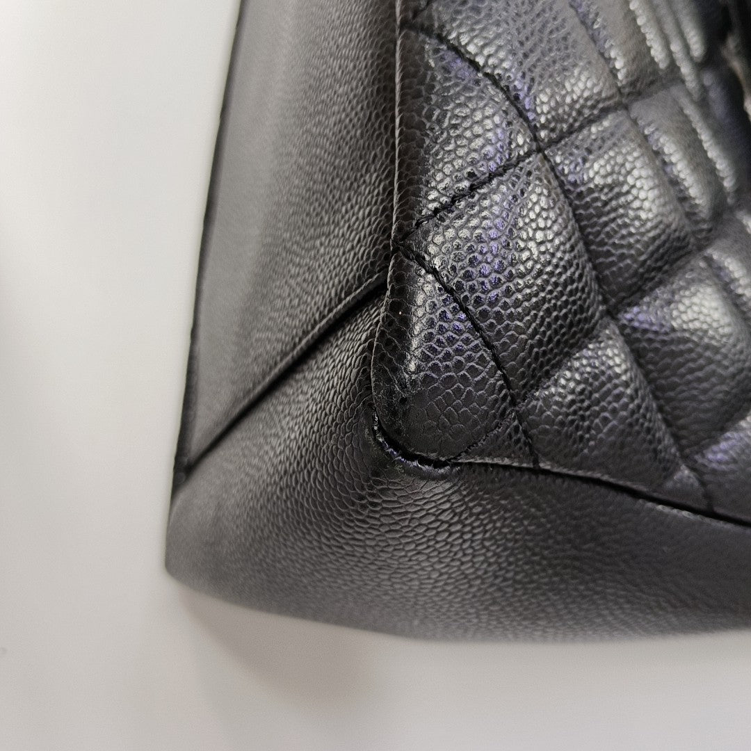 CHANEL GST Large Quilted Grained Calfskin Black