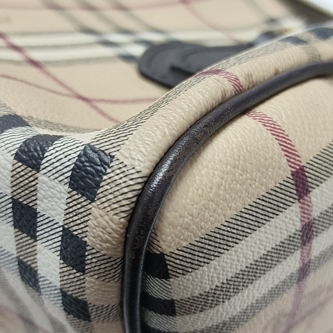 Coated Canvas Top Handle Bag Beige