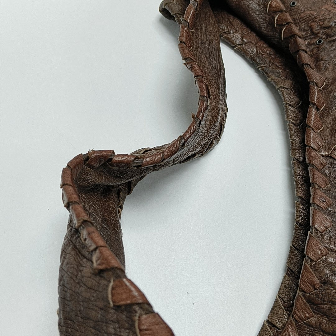 Ostrich Top Handle Bag Brown