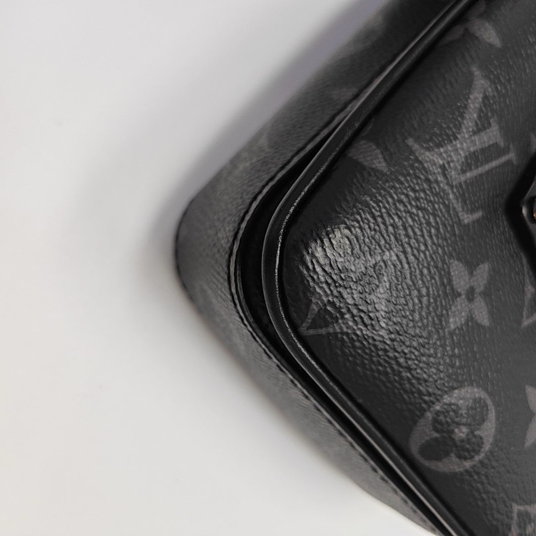S LOCK Monogram Coated Canvas Black