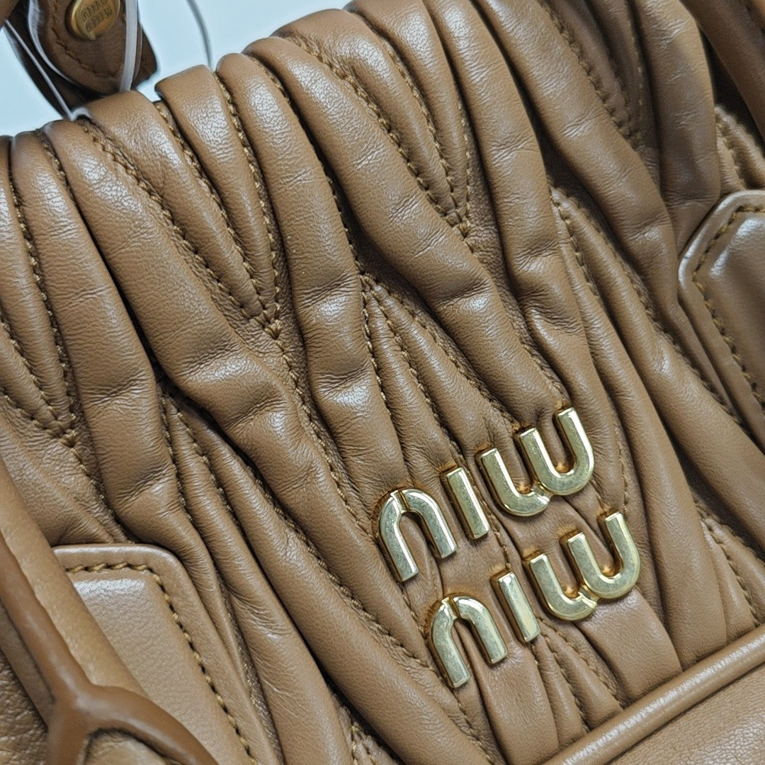 Arcadie Matelassé Large Quilted Lambskin Brown