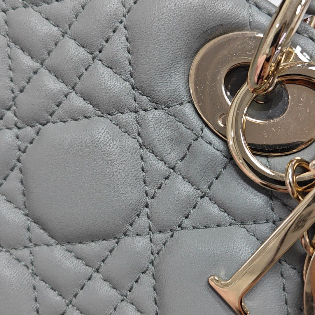 Lady Dior Medium Cannage Lambskin Gray