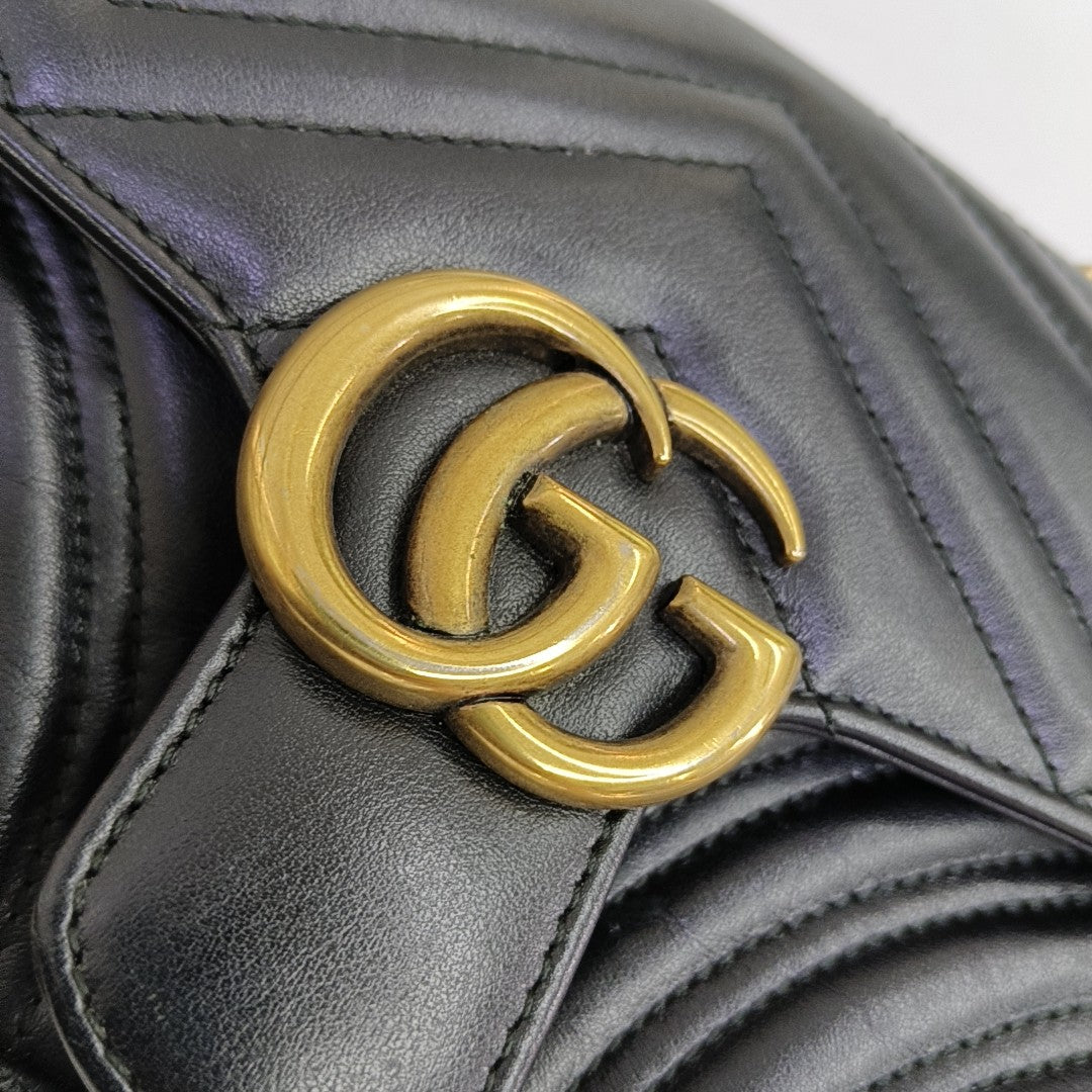 GG Marmont Small Quilted Calfskin Black