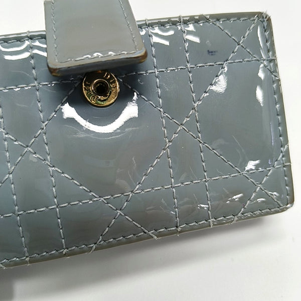 Authenticated pre-owned  Lady Dior Cannage Patent Leather Blue Card Holder - Card Holder at Looply