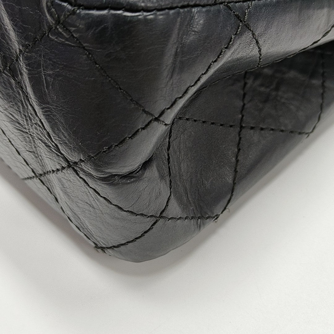 2.55 Maxi Quilted Waxed Cafskin Black