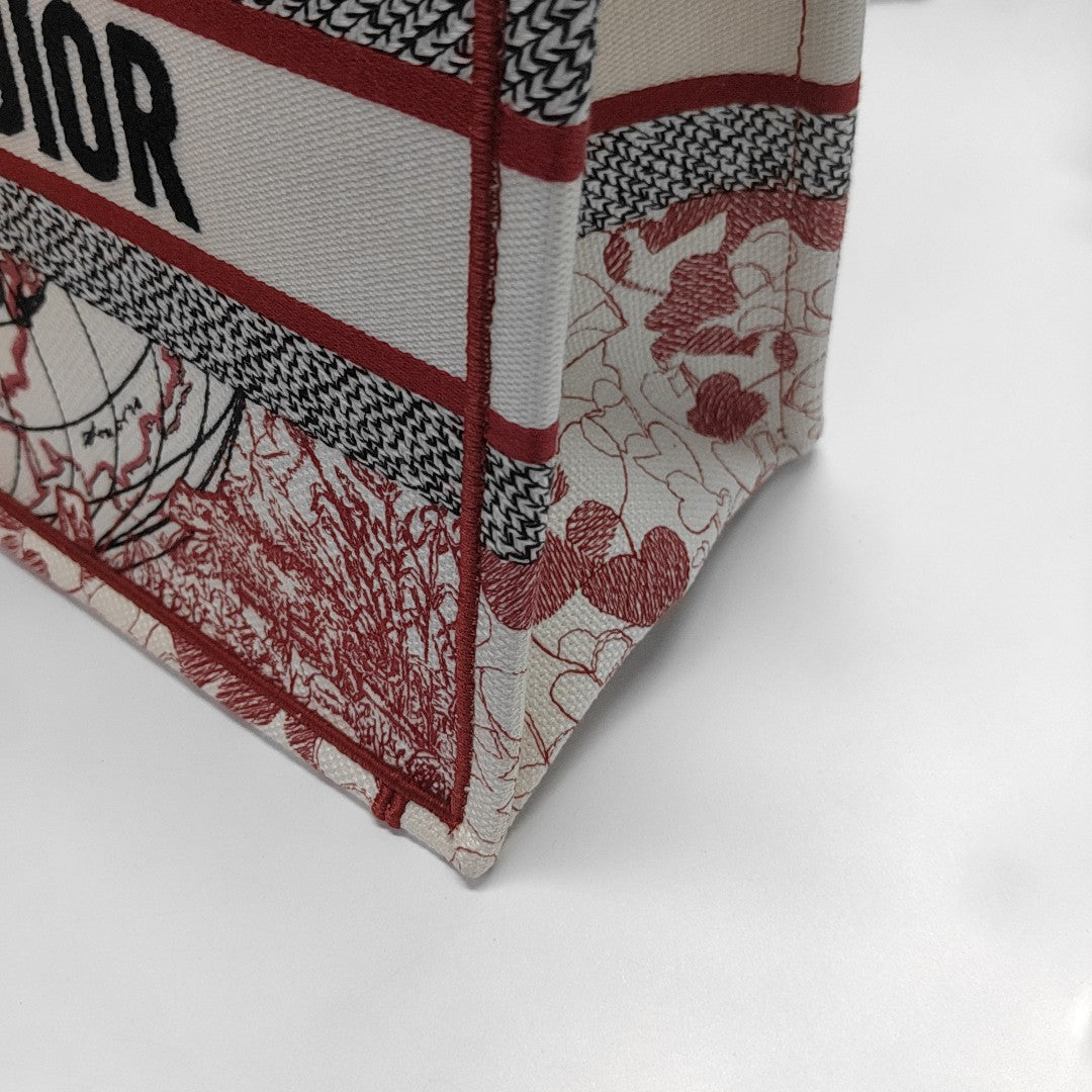 Book Tote Medium Fabric Red