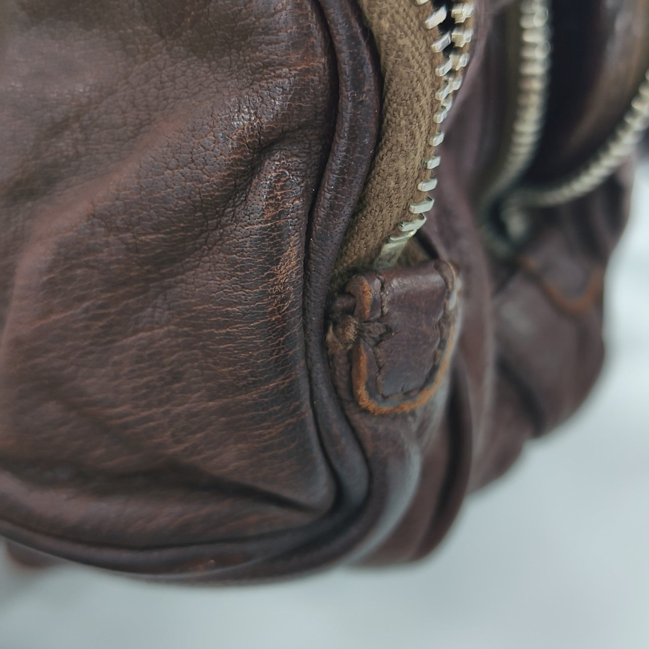 Calfskin Top Handle Bag Brown