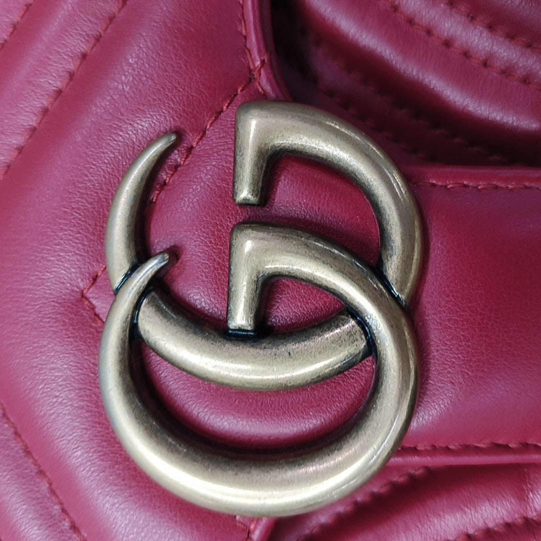 GG Marmont Small Quilted Calfskin Red