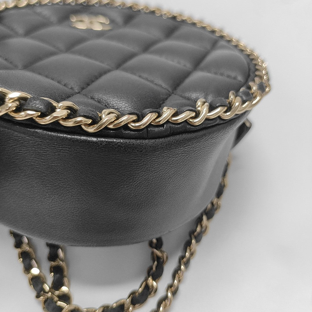 Quilted Lambskin Shoulder Bag Black