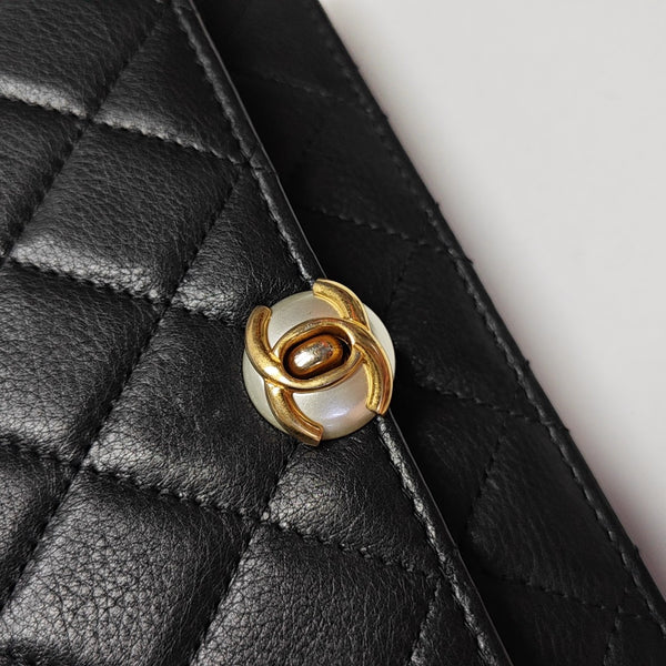 Quilted Calfskin Shoulder Bag Black