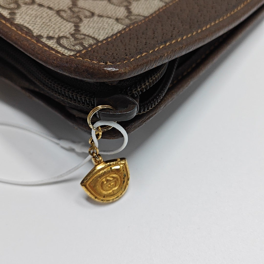 Monogram Coated Canvas Clutch Beige