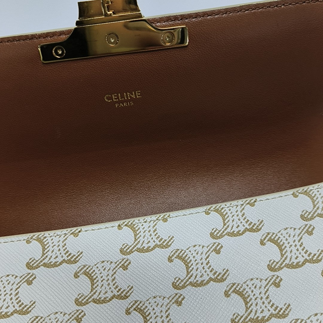 TRIOMPHE Small Coated Canvas White