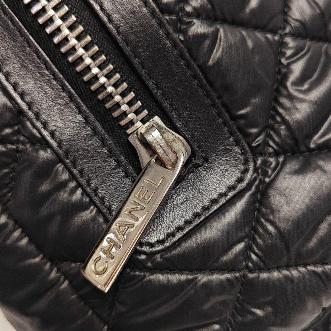 Quilted Nylon Shoulder Bag Black
