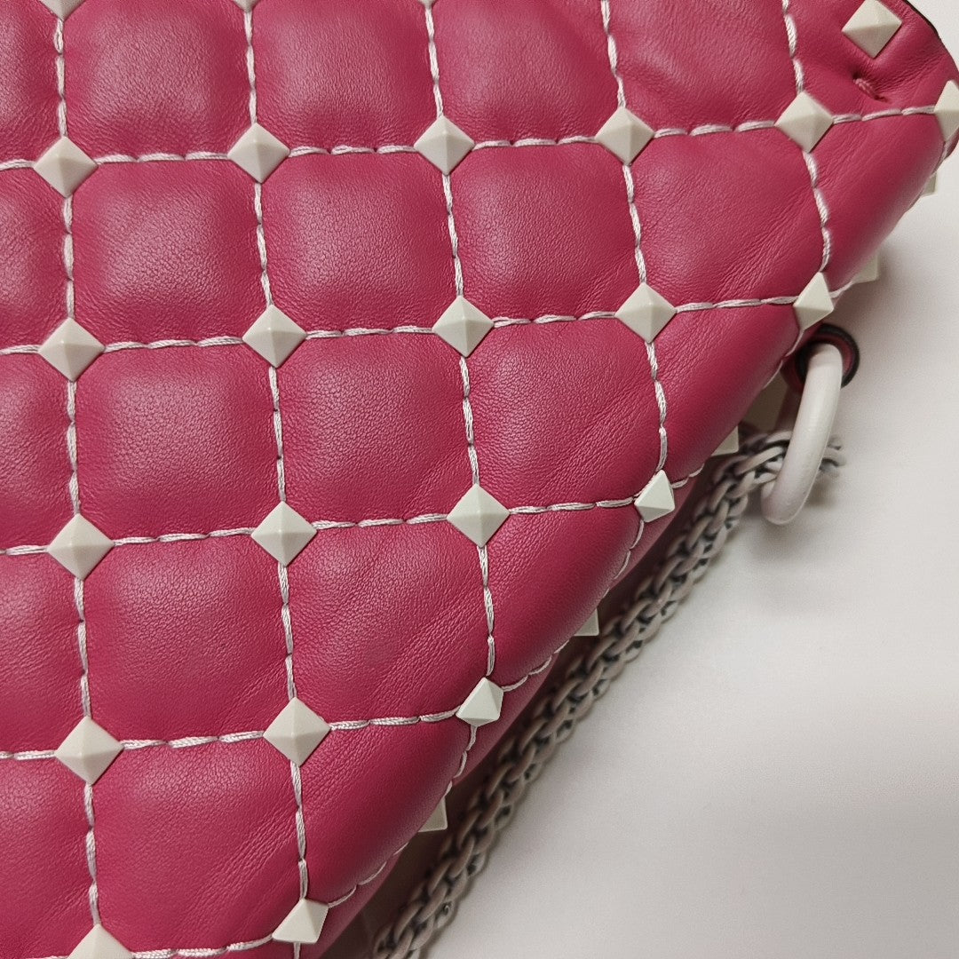 Spike Up Small Quilted Lambskin Pink