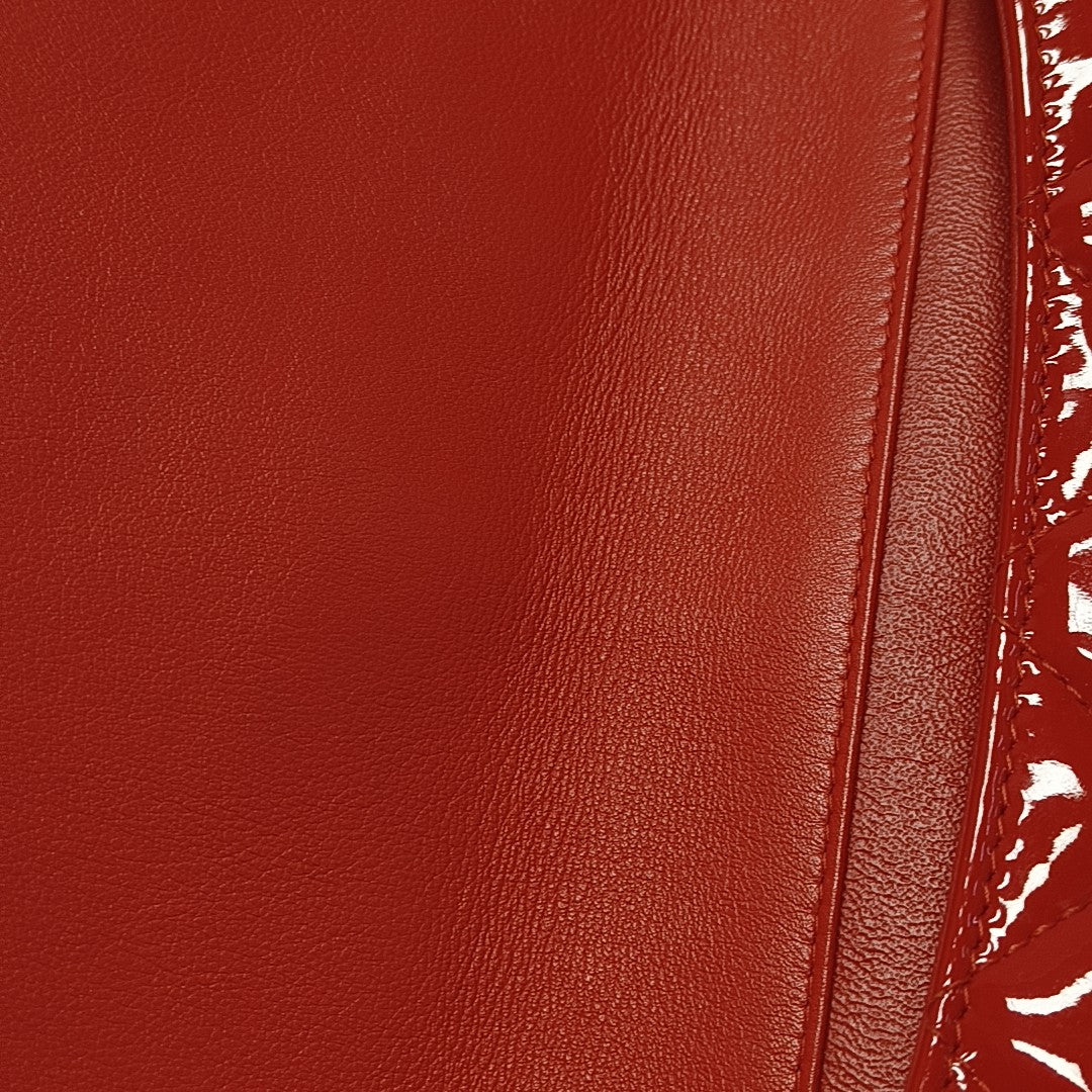 Quilted Patent Calfskin Shoulder Bag Red
