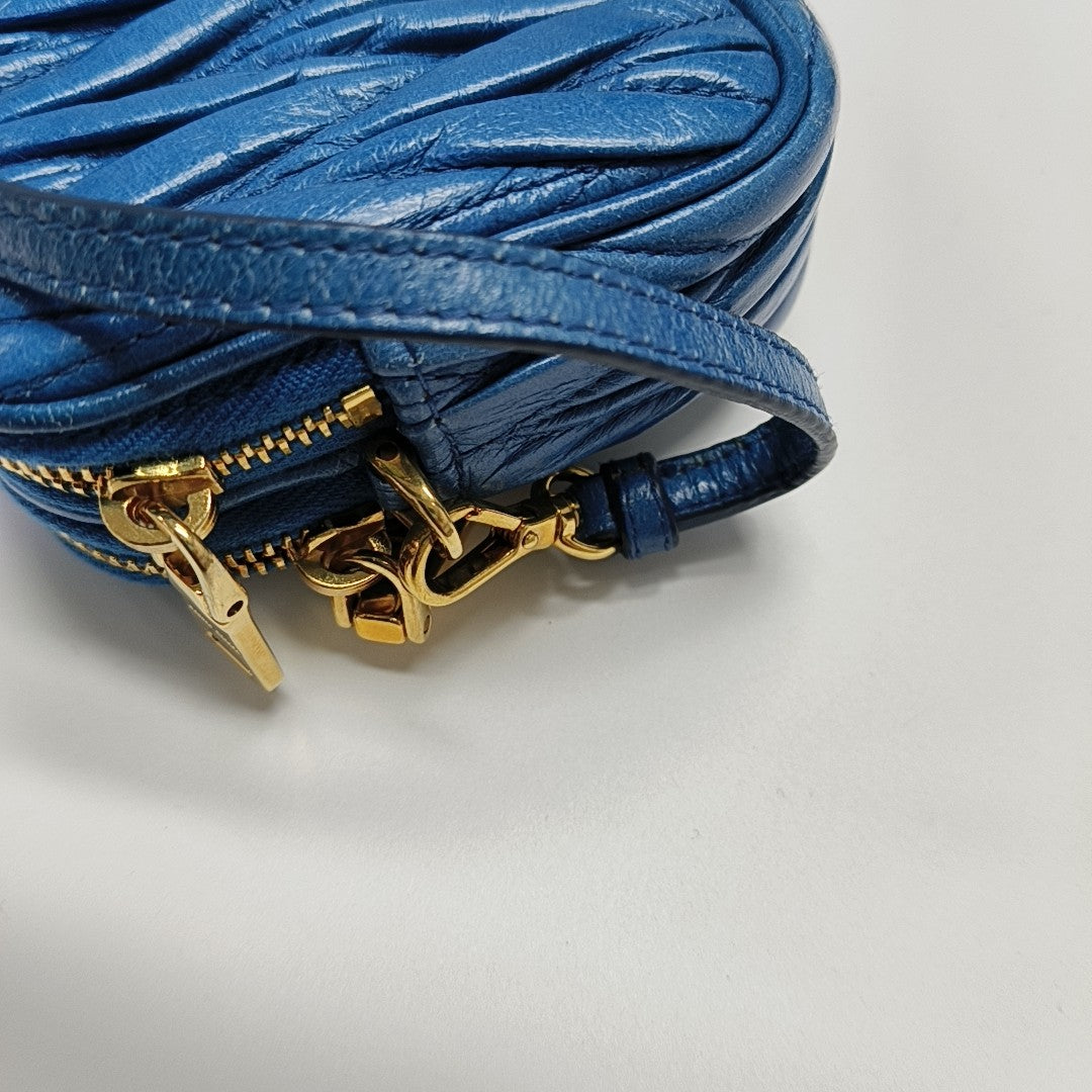 Quilted Lambskin Top Handle Bag Blue