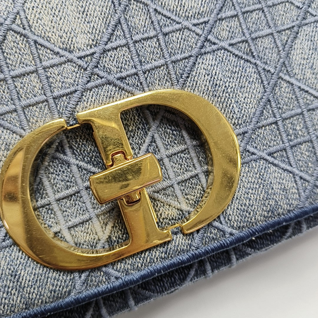 Dior Caro Small Cannage Denim Blue