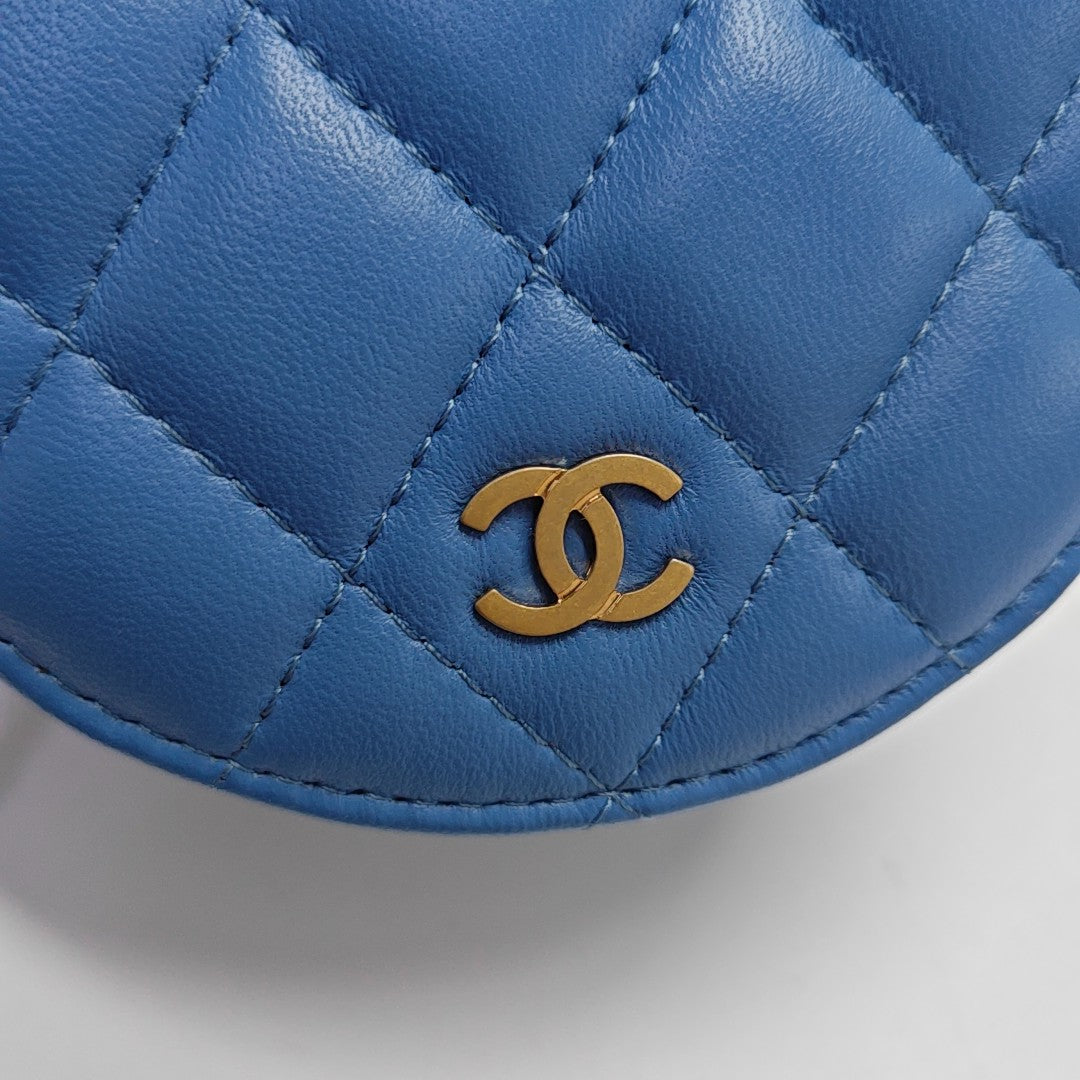 ROUND Mini Quilted Lambskin Blue