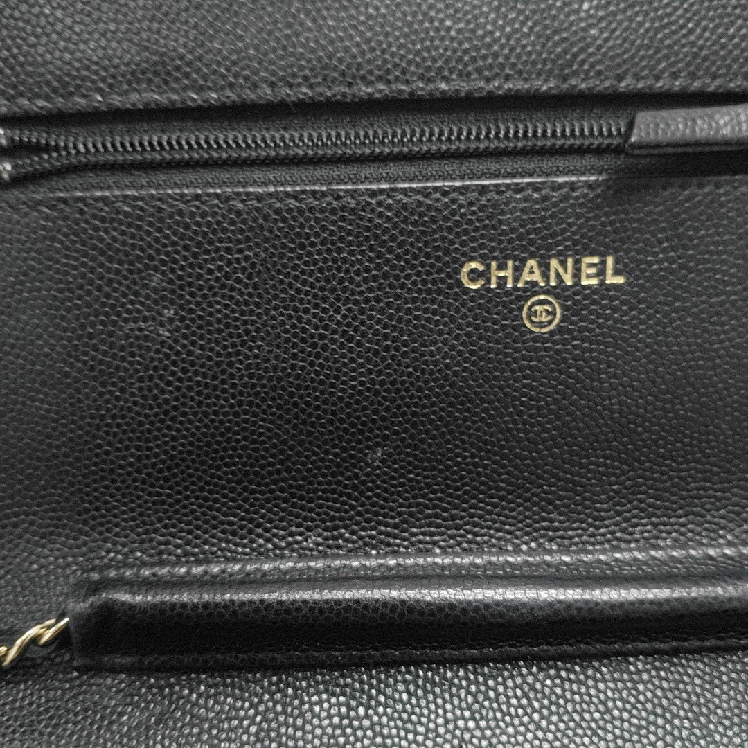 DOUBLE CC WOC Quilted Grained Calfskin Black