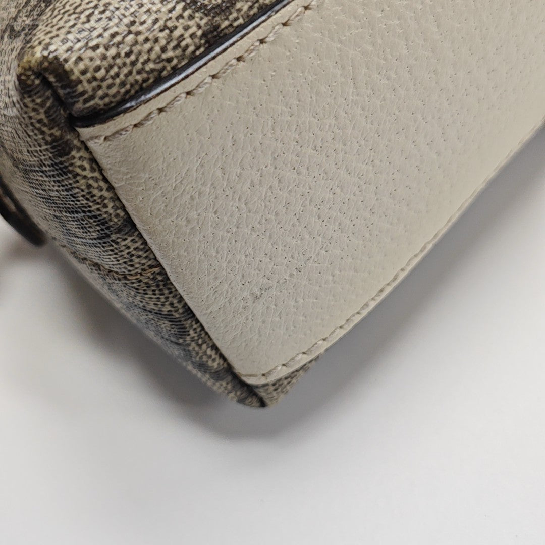 Ophidia Small Monogram Coated Canvas Beige
