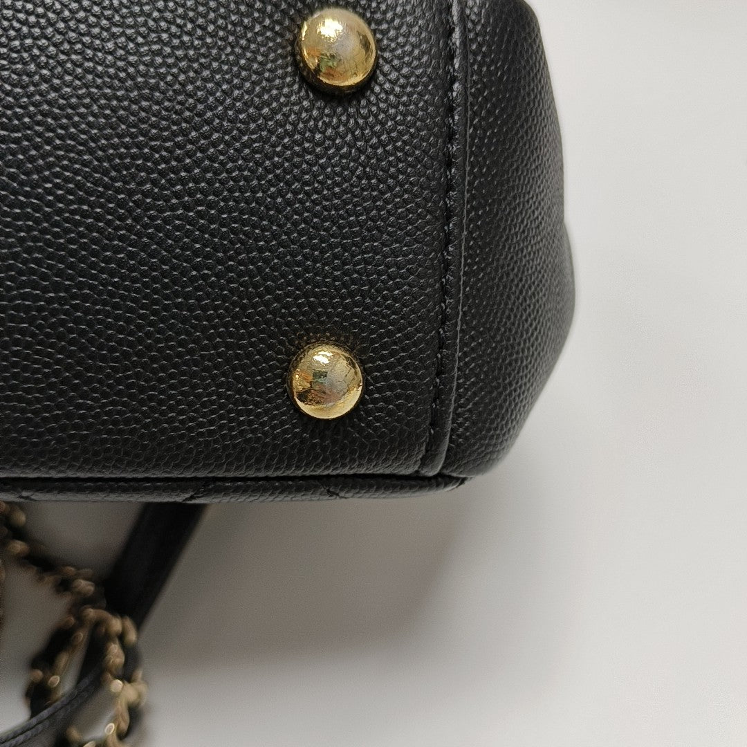 BUSINESS AFFINITY Small Quilted Grained Calfskin Black