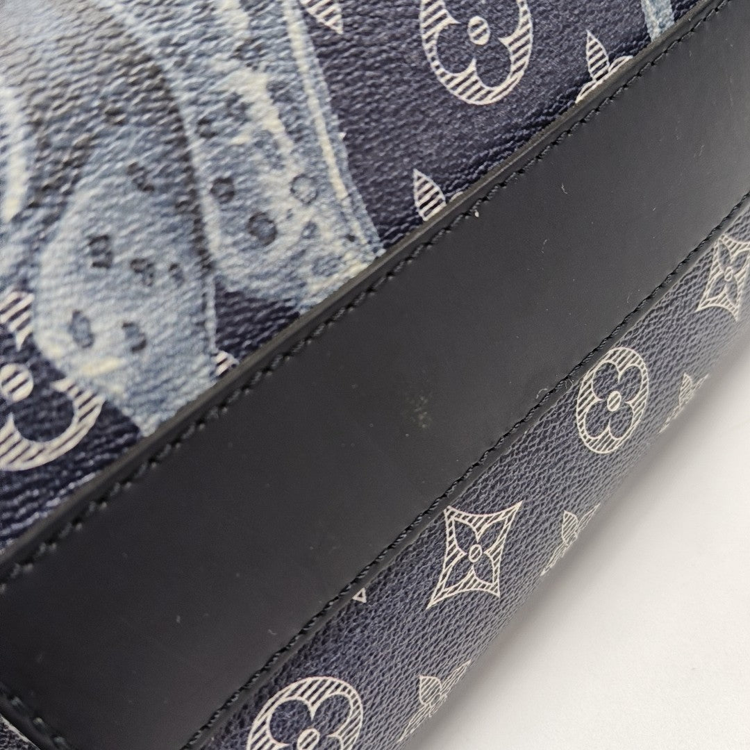 Monogram Coated Canvas Tote Bag Blue