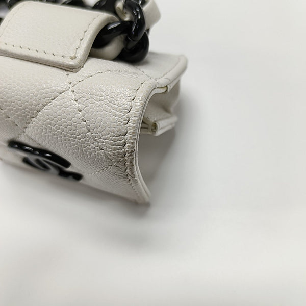Quilted Grained Calfskin Belt Bag White