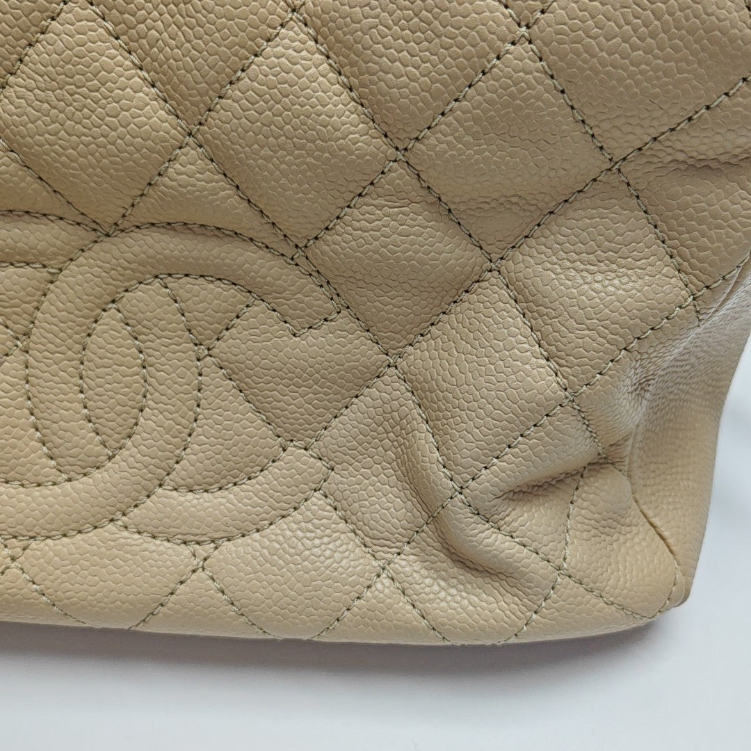 CHANEL PETITE Quilted Grained Calfskin Beige