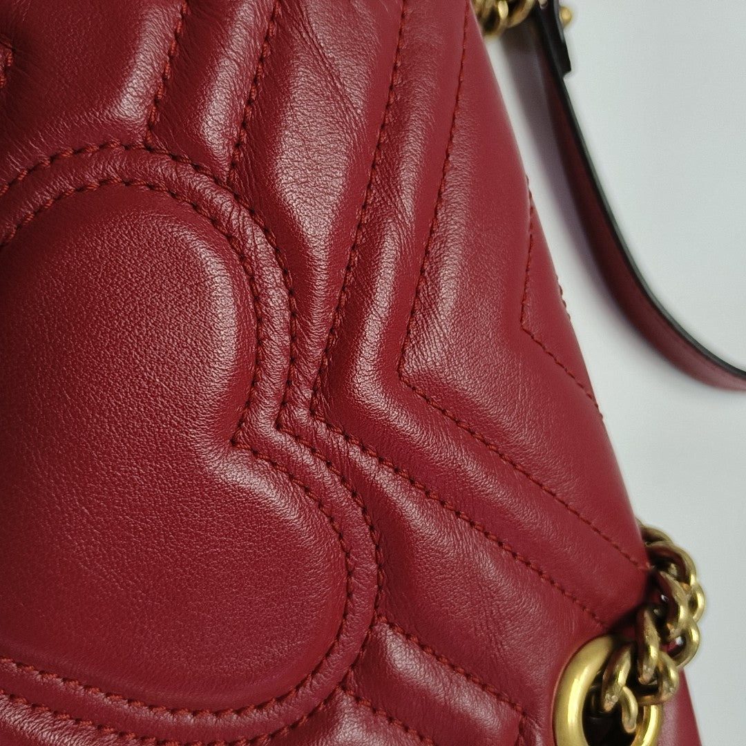 GG Marmont Small Quilted Calfskin Red
