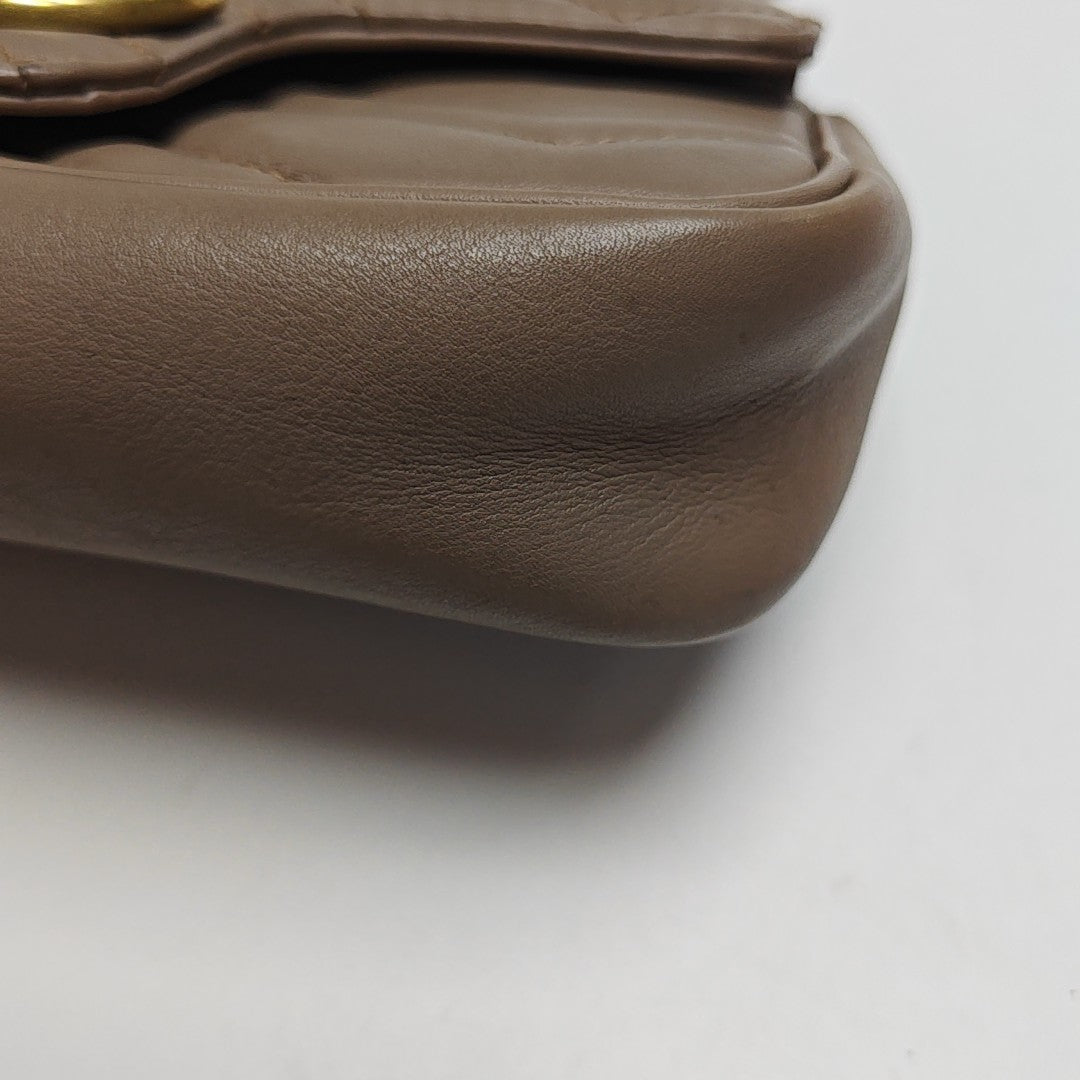 GG Marmont Mini Quilted Calfskin Beige