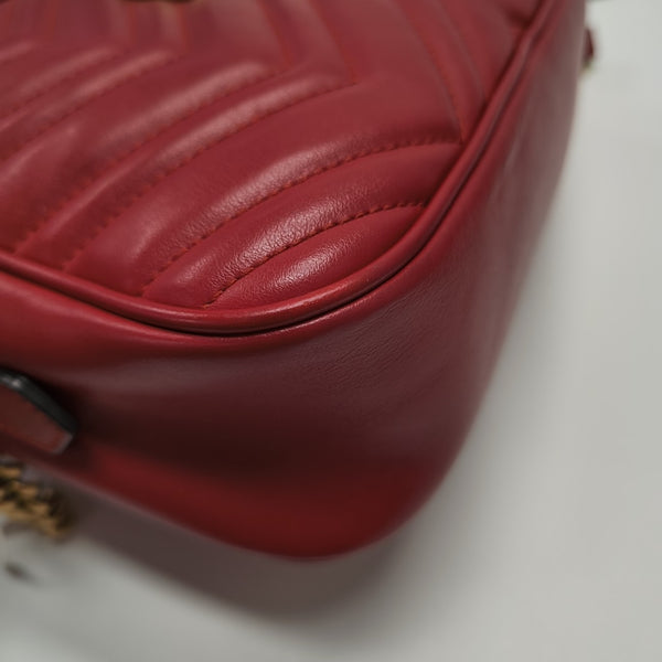 GG Marmont Small Quilted Calfskin Red