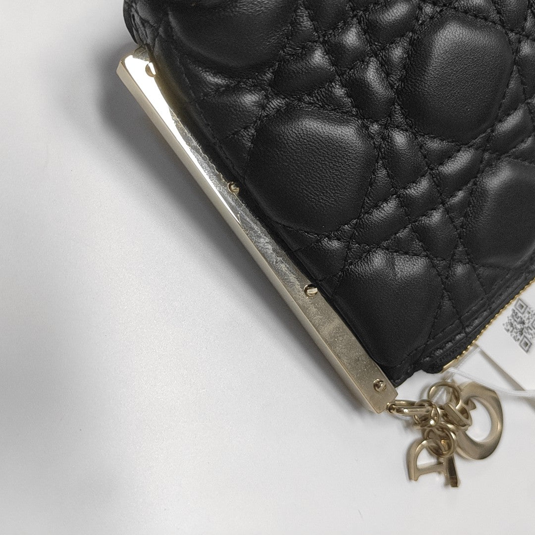 Cannage Lambskin Shoulder Bag Black
