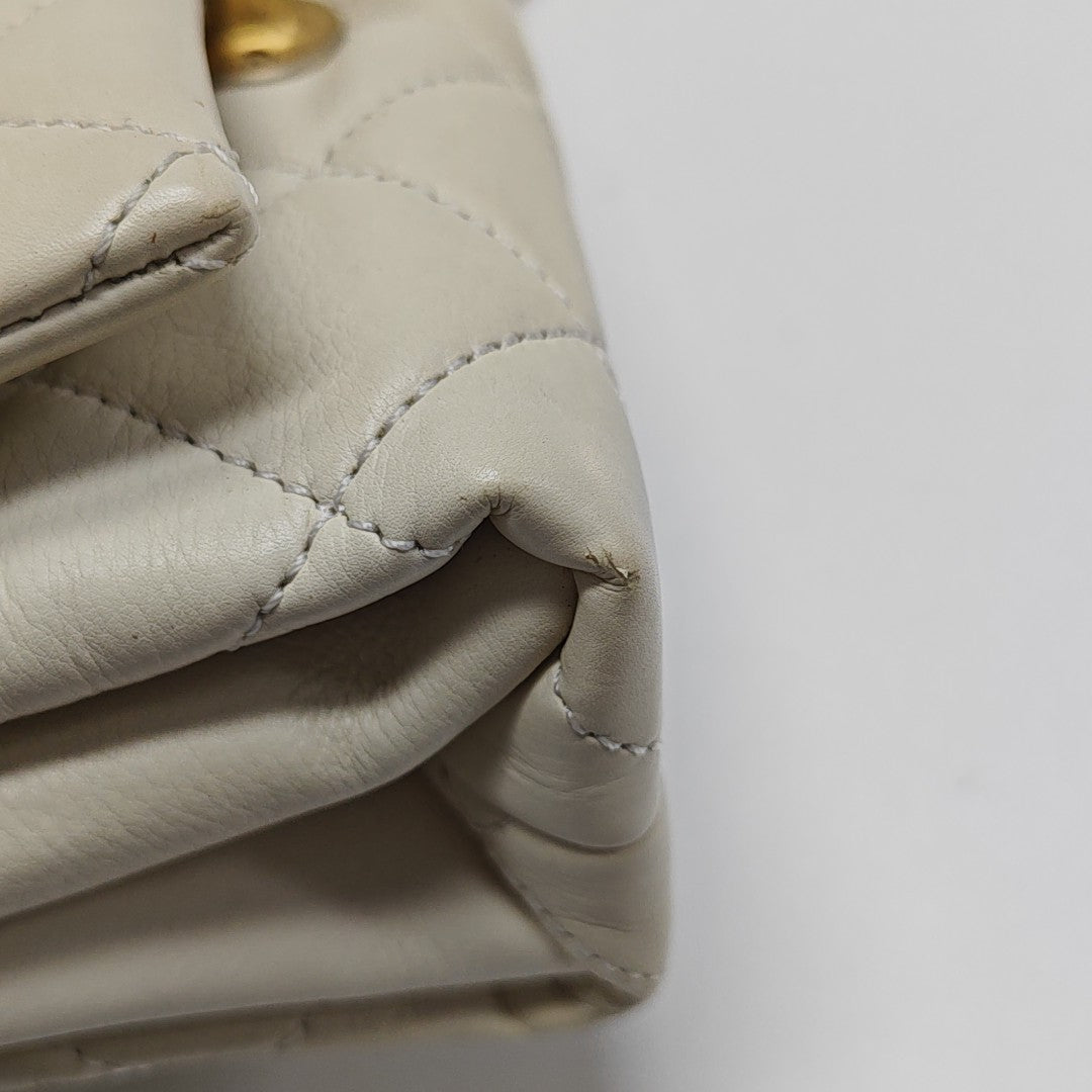 Quilted Calfskin Shoulder Bag White