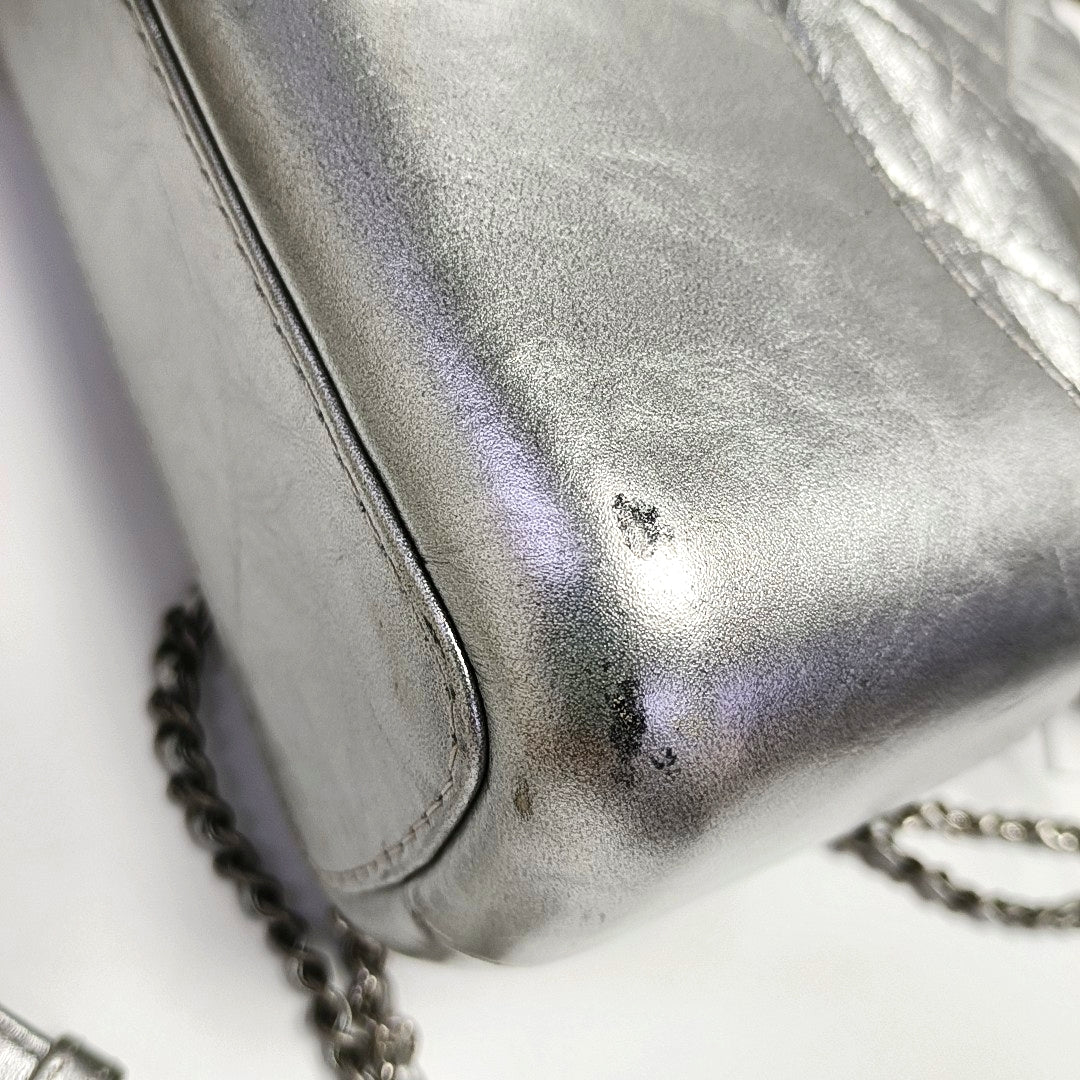 Authenticated pre-owned  GABRIELLE Medium Quilted Calfskin Silver - Shoulder Bag at Looply