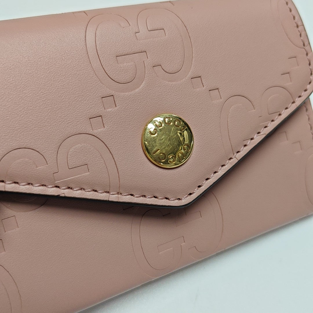 Monogram Calfskin Card Holder Pink