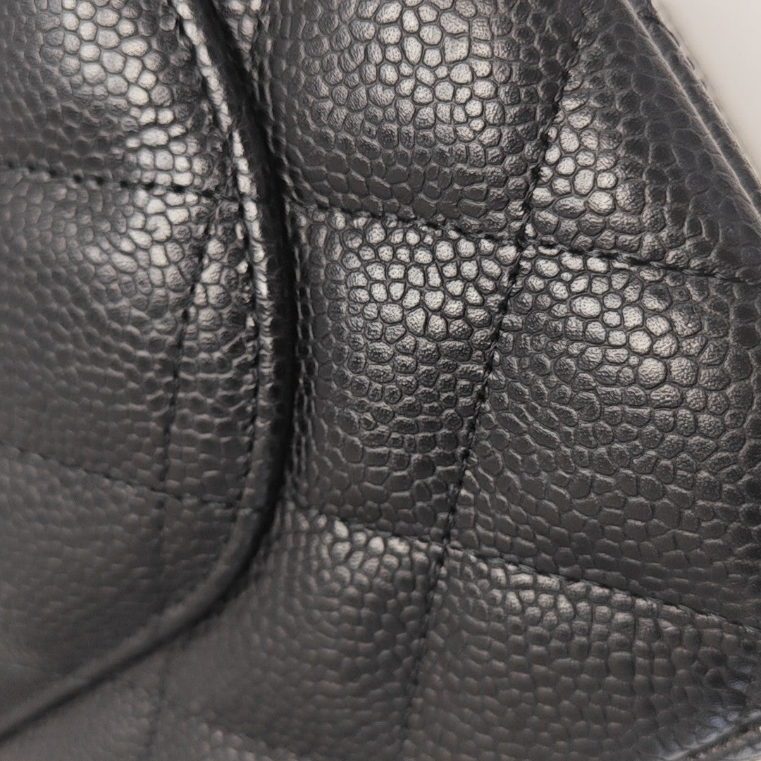Quilted Grained Calfskin Shoulder Bag Large Black