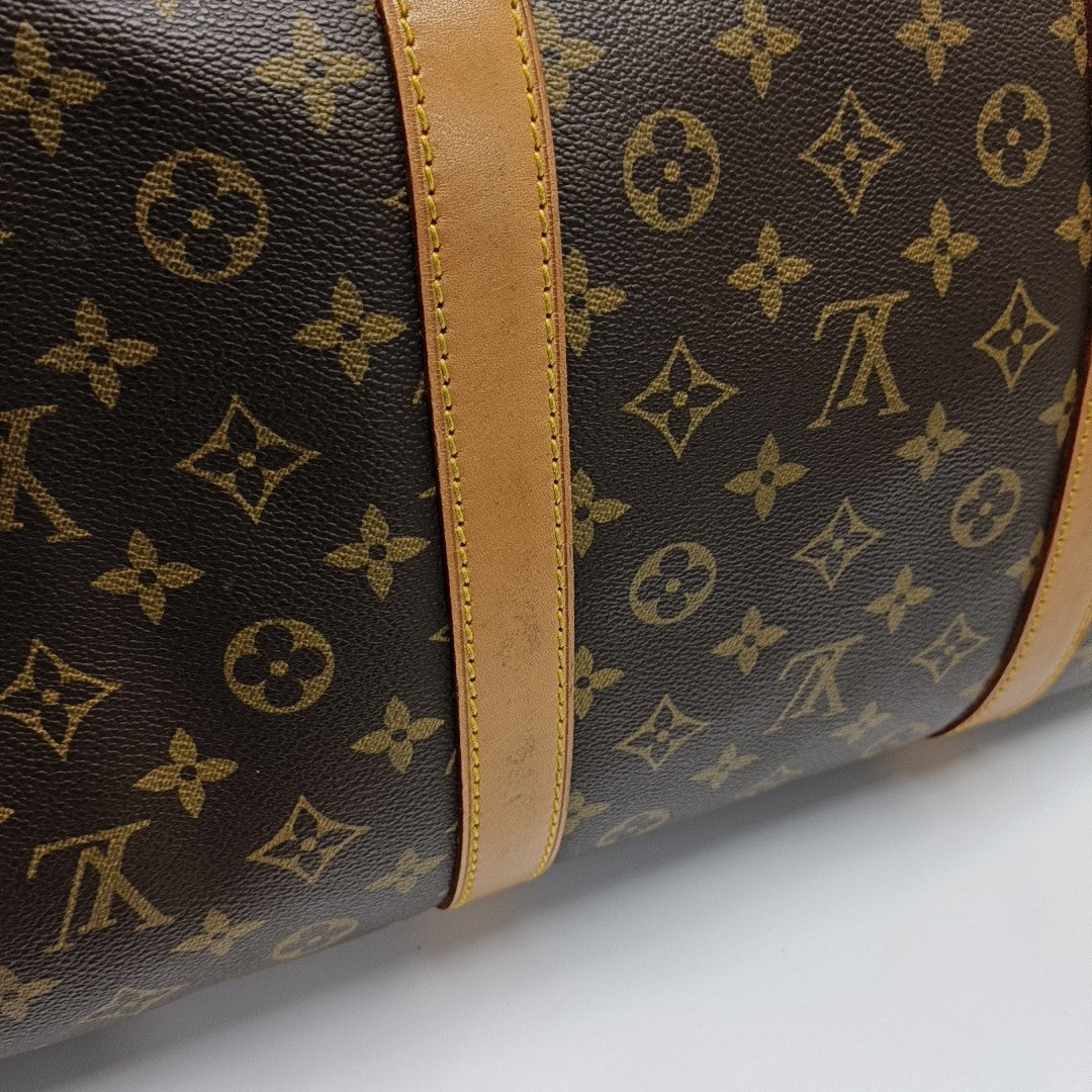 KEEPALL 60 Monogram Coated Canvas Brown